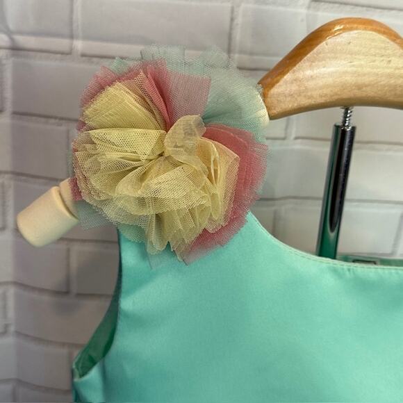 Elegant Princess Green Party Dress Size 110 US 3T-4T Tulle Bow Sequin Dress - Picture 8 of 15